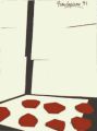 Formes rouges dans l'angle d'une pièce qui se disloque.(Peinture) - 1994/1995